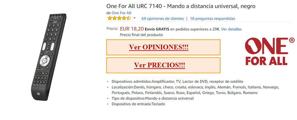 opiniones mando universal one for all urc 7140